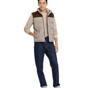 Goodfellow & Co. Mens Brown Houndstooth Plaid Midweight Puffer Jacket Vest S-XL
